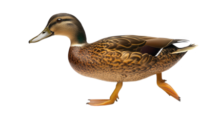 Duck in the dark, a striking image of duck walking on black background