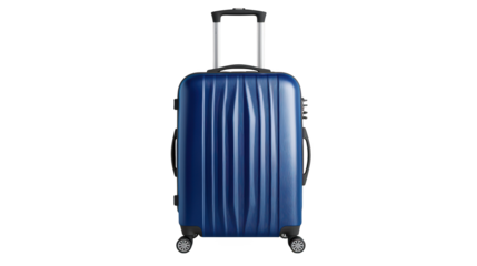 Blue suitcase on wheels, your perfect travel companion for seamless journeys and global adventures