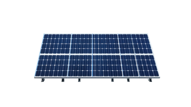 Solar panel array on black background, harnessing renewable energy for a sustainable future