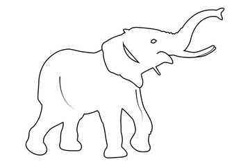 HAPPY ELEPHANT OUTLINE VECTOR SILHOUETTE BLACK AND WHITE
