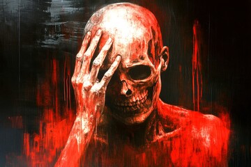 Metaphorical chronic pain physical senses, of a loss of pleasure or interest. Chronic pain - cause of depression: abstract image of physical state. Lost in thoughts. Stress management.