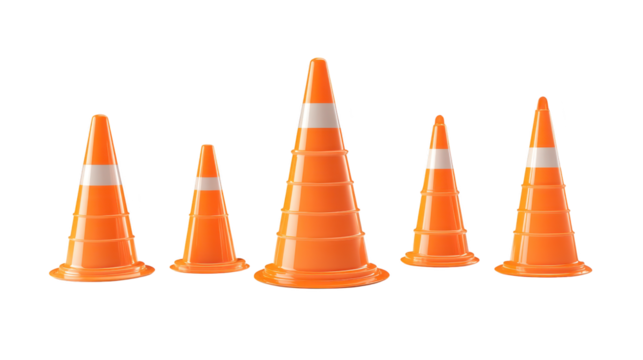 Bright orange traffic cones for enhanced safety and visibility on roads construction sites