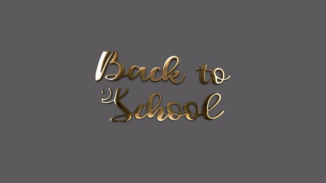 Loop Back to School golden text shine flickering light effect animation on black background. Back to School text with looping flickering gold glowing light texture.Isolated alpha channel Apply prores 