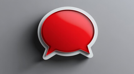 Vector button red and white speech bubbles icon with gray shadow on white background