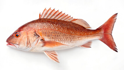 Fresh red drum fish from the Atlantic Ocean on a white background
