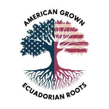 American-grown Ecuadorian roots vector design