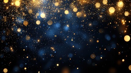 Fototapeta premium Shimmering Gold and Blue Particle Background for Festive Designs