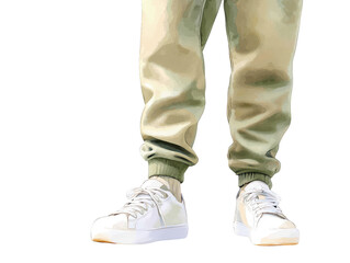 Stylish sneakers and pants, a closeup look at modern footwear fashion urban clothing trends for the modern individual