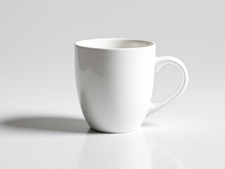 Fototapeta premium A plain white mug in the center of the frame with a matching background.