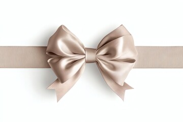 Fototapeta premium Beige satin ribbon bow on a ribbon, gift, present, celebration