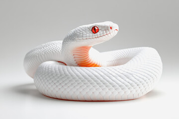 Fototapeta premium Elegant 3d illustration of a full body albino snake with smooth white scales in a captivating and striking pose
