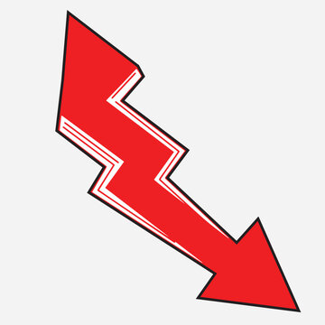 Red jag jiz arrow black line flat style