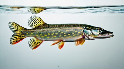 Fototapeta premium A fish swimming in the water with its mouth open, perfect for underwater or aquatic-themed projects