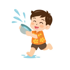 songkran water festival thailand cute cartoon charactor