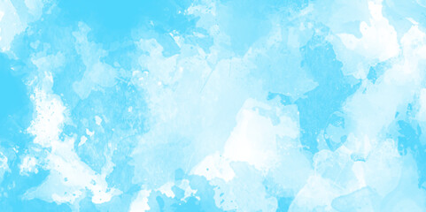soft watercolor background with blue watercolor splashes and stains, Grunge blue texture with washed watercolor with splashes, light blue watercolor texture with white splashes on it.