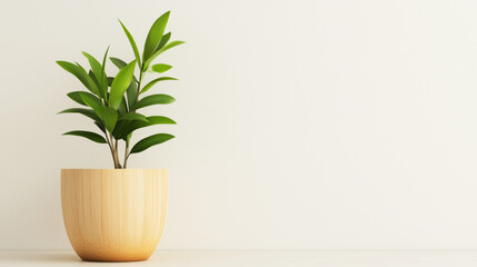 Fototapeta premium beautiful bamboo plant pot with vibrant green leaves, adding touch of nature to any space