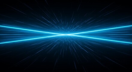 Obraz premium Abstract Blue Light Rays, Energy Burst, Digital Background AI Generated