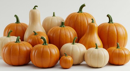 Autumn Harvest: Collection of Pumpkins and Gourds AI Generated