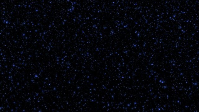 Loop flickering glow blue stars particles flying in the air animation o black abstract background. Animation of fiery blue glowing flying ember burning ash particles.