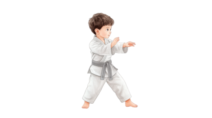 Young karate kid, mastering martial arts through dedicated practice and training