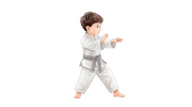 Young karate kid, mastering martial arts through dedicated practice and training