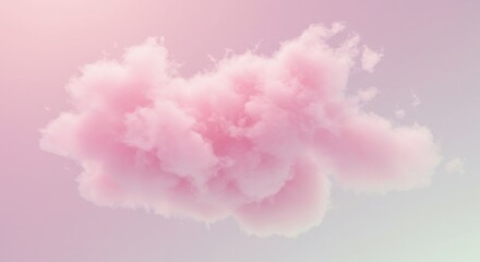 Fototapeta premium A mesmerizing pink cloud with a soft, fluffy texture and ethereal wisps in a dreamy pastel gradient, exuding surreal beauty and serene charm against a tranquil, atmospheric backdrop.