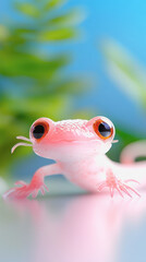 Adorable pink frog illustrated in full body view for charming and playful artwork capturing its unique character