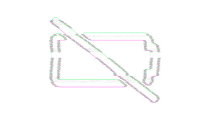 Icon battery slash is distorted. Glitch. Noise, chromatic aberration, geometric distortion