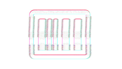 Icon barcode is distorted. Glitch. Noise, chromatic aberration, geometric distortion