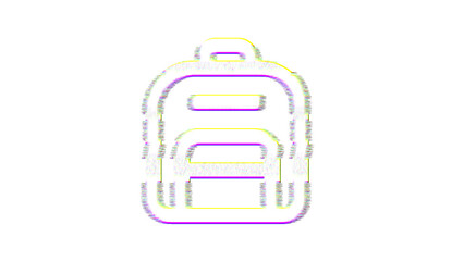 Icon backpack is distorted. Glitch. Noise, chromatic aberration, geometric distortion