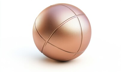 Fototapeta premium Copper Bocce Ball on White Background for Sports Concepts