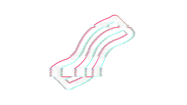Icon bacon is distorted. Glitch. Noise, chromatic aberration, geometric distortion
