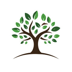 Obraz premium Professional natural tree logo design illustration white background