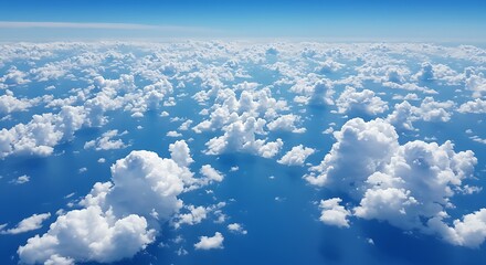 Fototapeta premium Aerial View: Cumulus Clouds Over Blue Ocean AI Generated