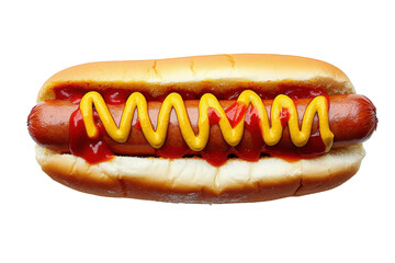 Classic Hot Dog with Ketchup and Mustard with white background