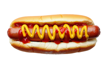 Classic Hot Dog with Ketchup and Mustard with white background