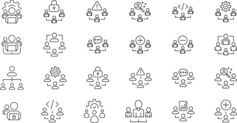 People group icon set team worker user. Employee people group icon team staff. User profile symbol. Group of people or group of users. Persons symbol. 