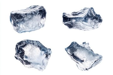 Obraz premium Set of 4 ice cubes on white background