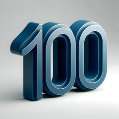 3d dark blue number 100 isolated
