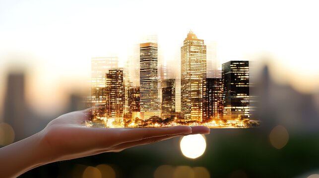 Urban imagination hand-held cityscape modern environment artistic viewpoint conceptual vision