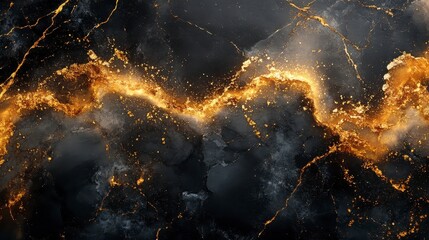 Black surface texture with gold veins, reminiscent of dark marble
