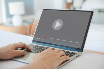 multimedia OTT, content on digital technology. concept of watching live video streams on a computer...