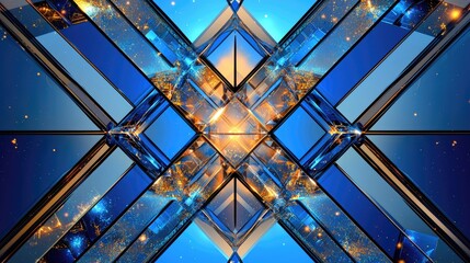 A futuristic blue geometric pattern background with sharp edges and smooth gradients.