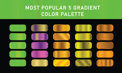 Metallic gradient foil background. most popular gradient. Gold, Pink gold, Silver and Holographic metal vector template © shuveccha