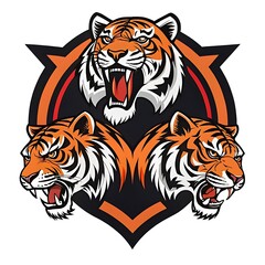 Fototapeta premium A group angry tiger silhouette logo design,