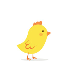 baby chicken side view, cute yellow chick side view flat vector illustration