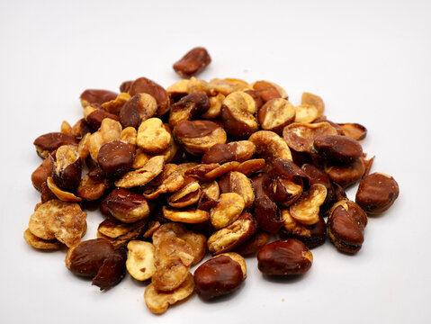A pile of lablab beans or also known as kacang koro isolated on a white background