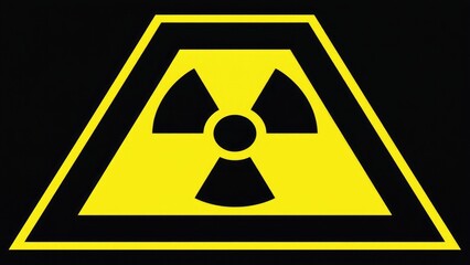 Fototapeta premium A bright radioactive sign shines brightly on a dark black background, perfect for illustrating hazardous or warning messages