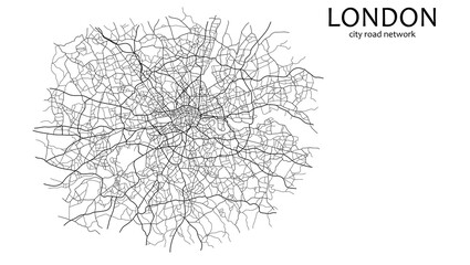 Obraz premium Illustration of a London road. The road network of London's transportation infrastructure. Painted roads in the capital of Great Britain