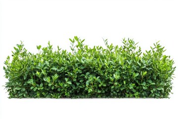 Isolated clumps of fresh green garden foliage on a white background.